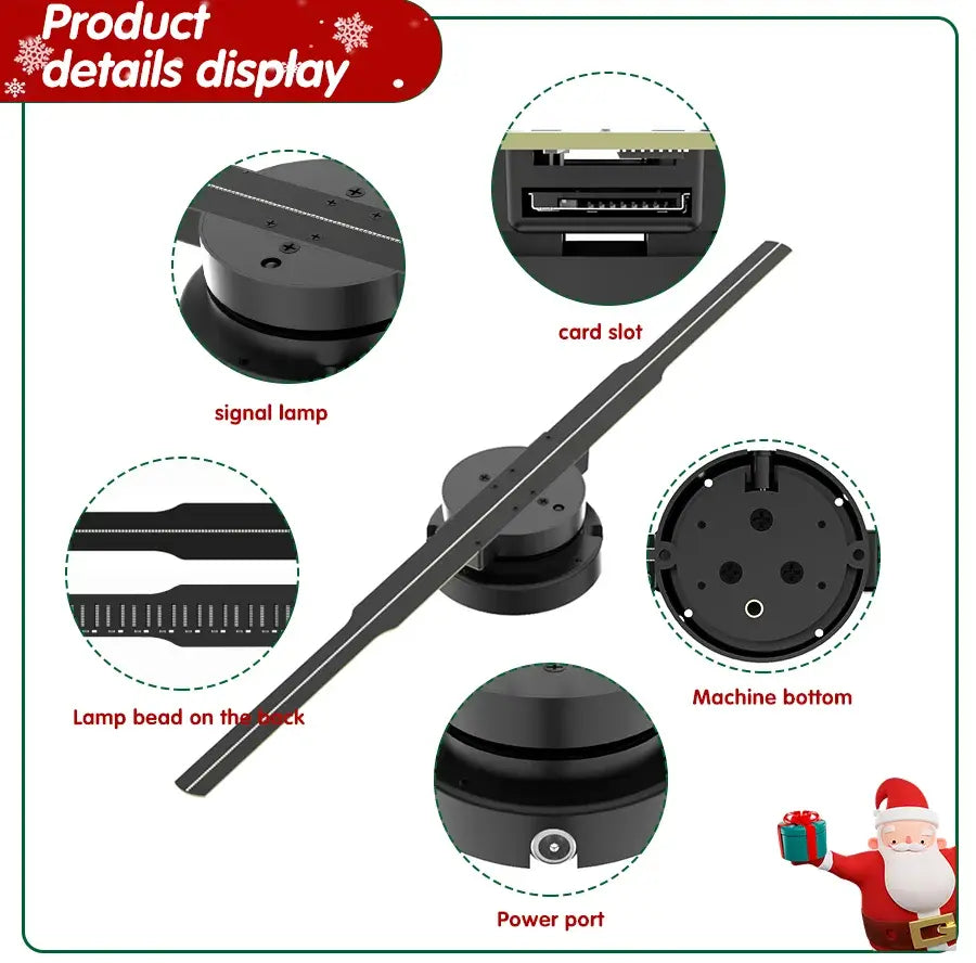3D HD Hologram Fan Projector SD 42cm LED Sign Holographic Player support Image Video Shop Bar Party Advertising Display Light