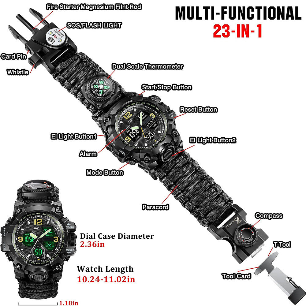 Waterproof Dual Display Electronic Tactical Watch