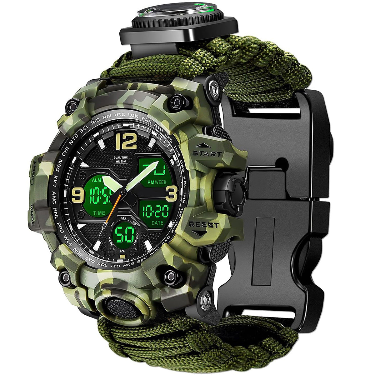 Waterproof Dual Display Electronic Tactical Watch