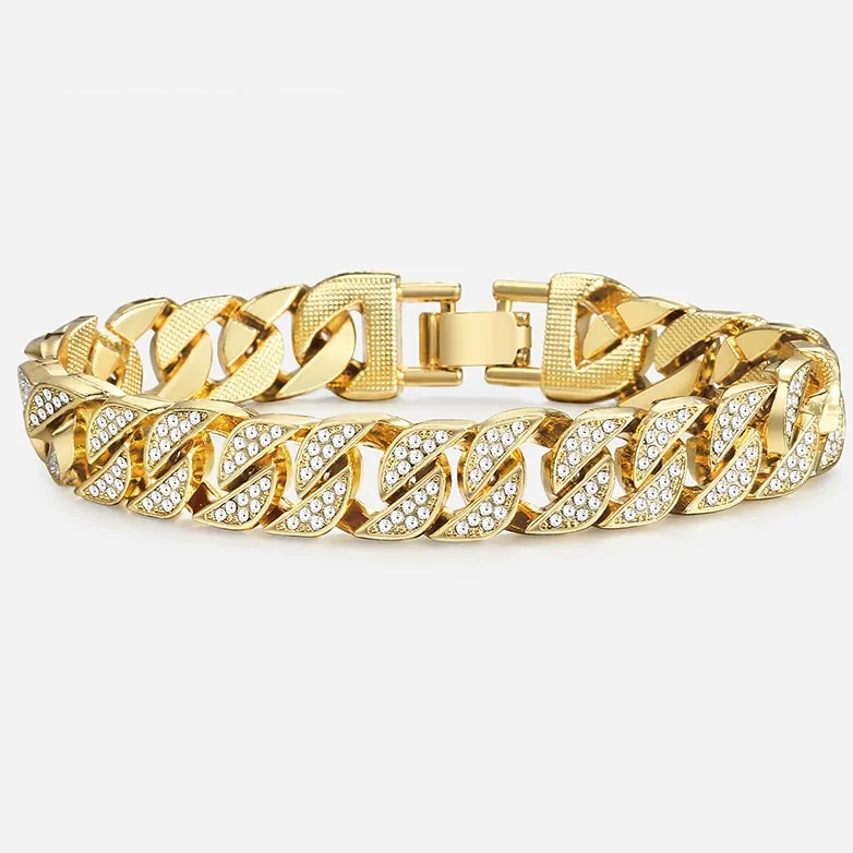 Miami Curb Cuban Chain Bracelet For Men Gold