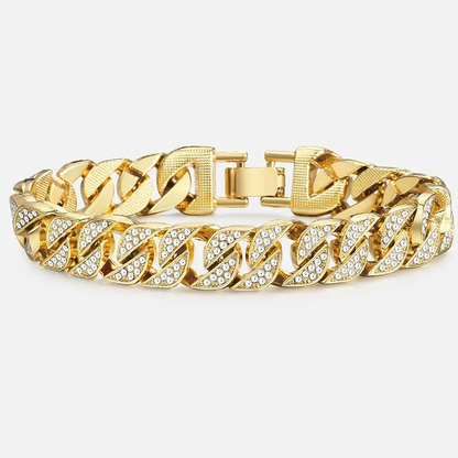 Miami Curb Cuban Chain Bracelet For Men Gold
